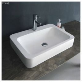 Rondo 600 Solid Surface Above Counter Basin, 1TH, Matte White