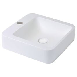 Rondo 400 Solid Surface Above Counter Basin, 1TH, Matte White
