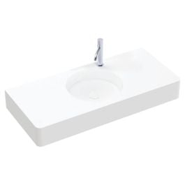 Encanto 1000 Solid Surface Wall Basin, 1 Tap Hole, Matte White