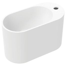 Ari Solid Surface Wall Basin, 1 Tap Hole, Matte White