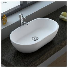 Nero Solid Surface Above Counter Basin, Matte White