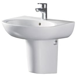 Stella Care Wall Basin With Integral Shroud, 1TH, Gloss White