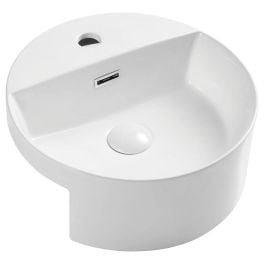 Reba Semi-Recessed Basin With Tap Hole, Gloss White