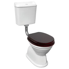 Colonial Feature Mid-Level Toilet Suite, Mahogany Seat & Chrome