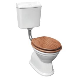 Colonial Feature Mid-Level Toilet Suite, Oak Seat & Chrome