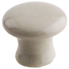 Minimalist Round Ceramic Cabinet Knob, Light Grey