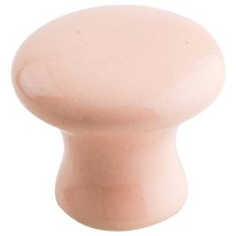 Minimalist Round Ceramic Cabinet Knob, Light Peach
