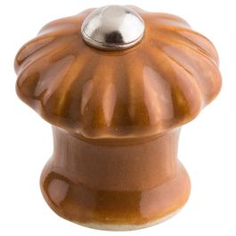 Round Fluted Ceramic Cabinet Knob, Terracotta