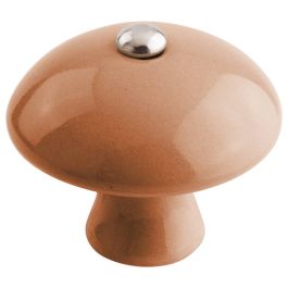 Round Ceramic Cabinet Knob w/Chrome Centre, Tcotta