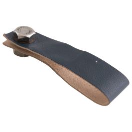 Large Leather Tab Drawer Pull, Navy Blue