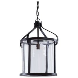 Lucca Iron & Clear Glass Pendant Light, Black