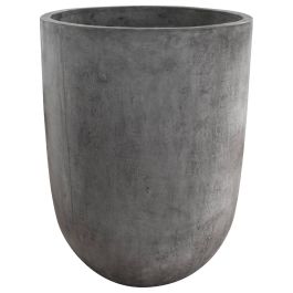 Bali Round 69x90cm Polished Concrete Planter, Dark Grey