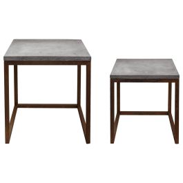 Tempo Concrete Set of 2 Side Table Dark Grey & Rust