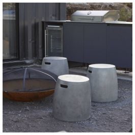 Hive Polished Concrete Stool, Dark Grey