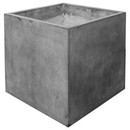 Cubo 50cm Square Polished Concrete Planter, Dark Grey