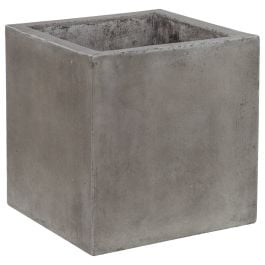Cubo 40x40cm Square Polished Concrete Planter, Dark Grey