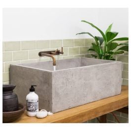 Farmhouse 76x45x26.5cm Single Concrete Sink, Dark Grey