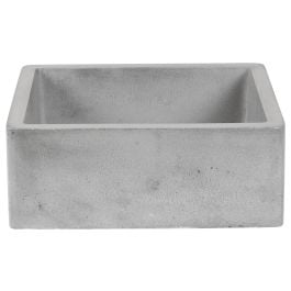 Minona Square Polished Concrete Sink, Dark Grey