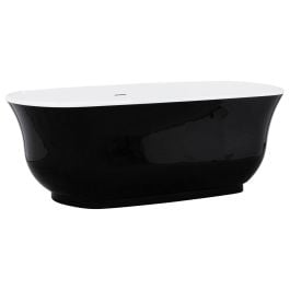 Marietta 170cm Freestanding Acrylic Black & White Bath with White Overflow & Waste