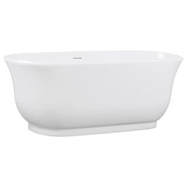Marietta 150cm Freestanding Acrylic White Bath w/ White Overflow & Waste