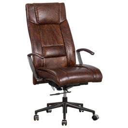 Darcell Office Chair Leather, Vintage Dark Brown