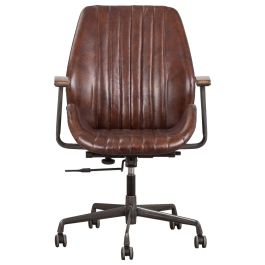 Egon Leather Office Chair, Vintage Dark Brown
