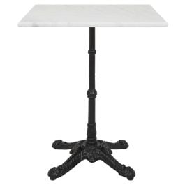 Turin Marble Square Table With Cast Iron Base White