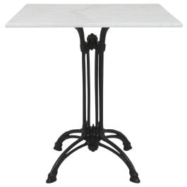 Berlin Marble Square Table White (With Cast Iron Base)