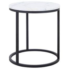 Tasma Marble & Steel 50cm Side Table White