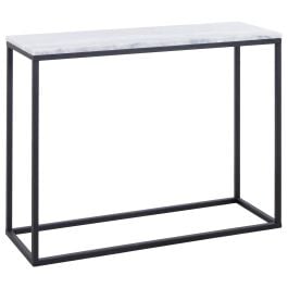 Perin 100cm Marble Console Table White & Black Steel