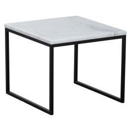 Danson Marble 42cm Side Table White & Black Steel