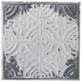 Vintage 32cm Pressed Tin Panel No.1, White