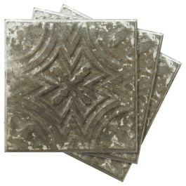 Vintage 32cm Pressed Tin Panel No.25, Zinc White