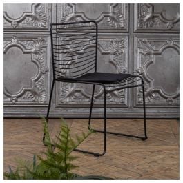 Stella Steel Black Powder Coat Dining Chair with Seat Pad