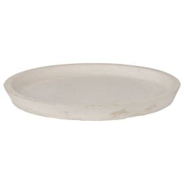 Round 30cm Concrete Saucer, Milky White