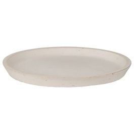 Round 45cm Concrete Saucer, Milky White