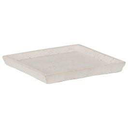 Square 23cm Concrete Saucer, Milky White