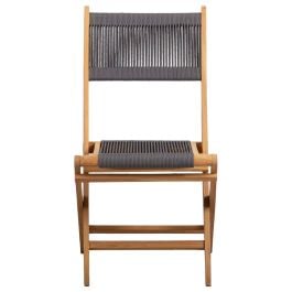 Tiki Folding Teak Rope Chair, Natural Sanded & Dark Grey