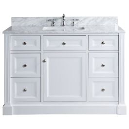 OC Classique 1250mm Marble Top Single White Freestanding Vanity