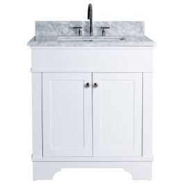 Fremont Marble Top Small Single Vanity, White