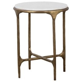 Anwar 43x56cm Marble Side Table Gold Iron Legs