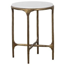 Anwar 43x56cm Marble Side Table Gold Iron Legs