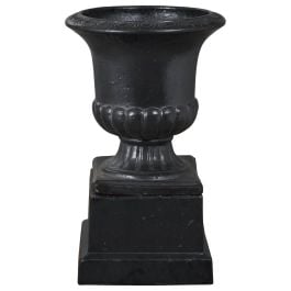 Mura Urn And Pedestal 56cm Ironstone Black