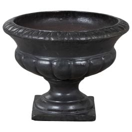Vada Urn And Pedestal 80cm Ironstone Black