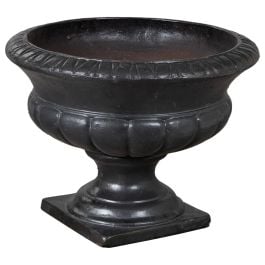 Vada Urn And Pedestal 80cm Ironstone Black