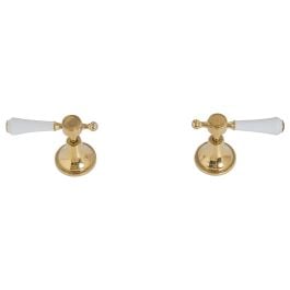 Lillian Lever Wall Stops White Handle Gold PVD