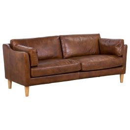 Nordic 3 Seater Leather Sofa, Sienna Brown