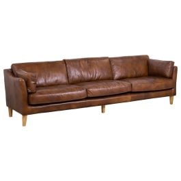 Nordic 4 Seater Leather Sofa, Sienna Brown