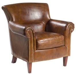 Lodge Leather Armchair, Vintage Cigar