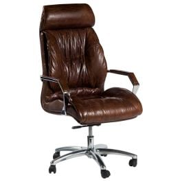 Leather Office Chair, Vintage Cigar
